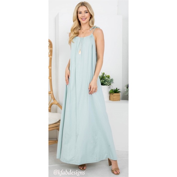 LAST 2! Beautiful Sage Maxi Dress with Adjustable Ties! - Picture 6 of 8